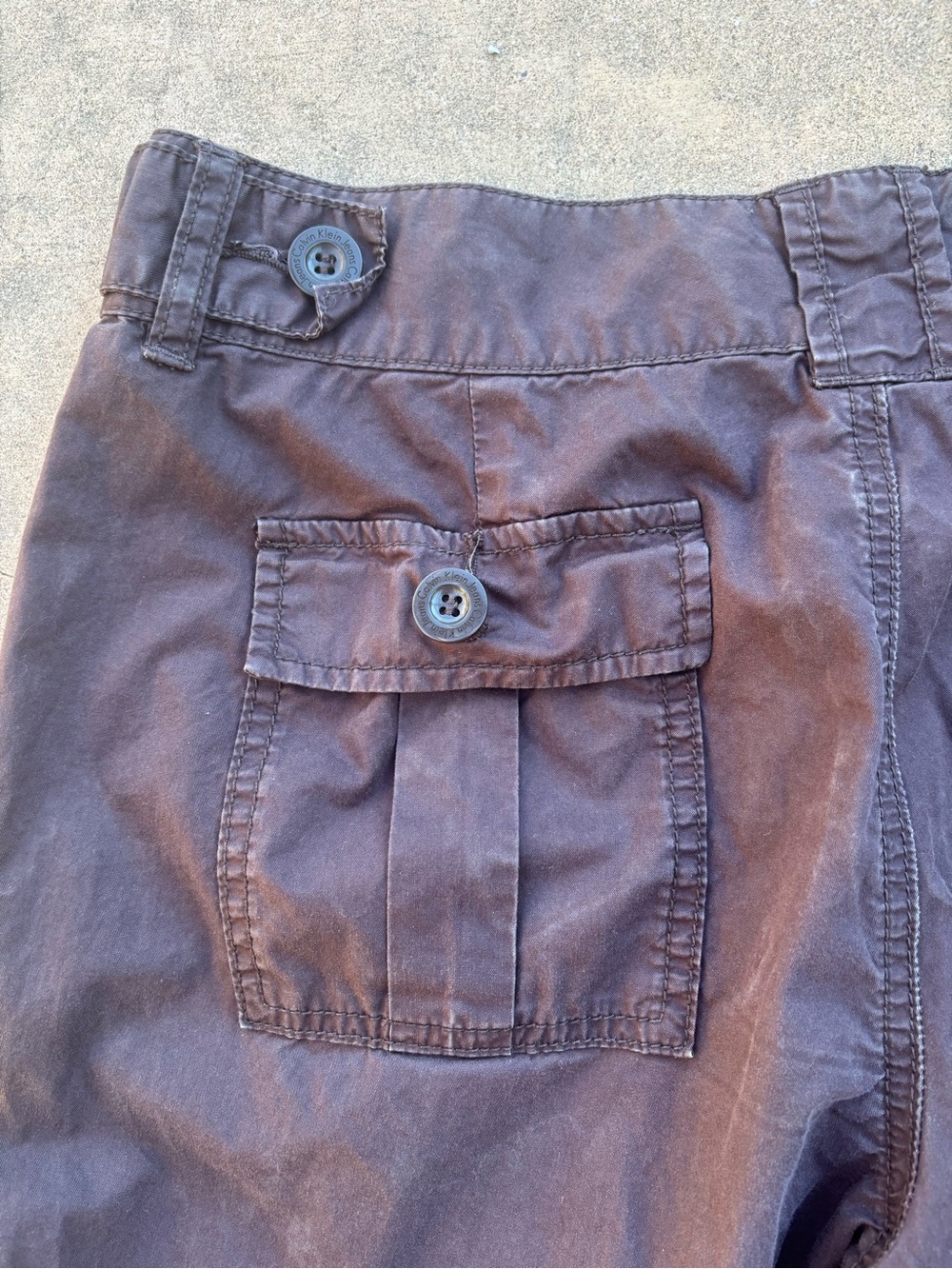 Calvin Klein Jeans Women’s 8 100% Cotton Chocolate Brown Capris Utility Cropped - Picture 3 of 7